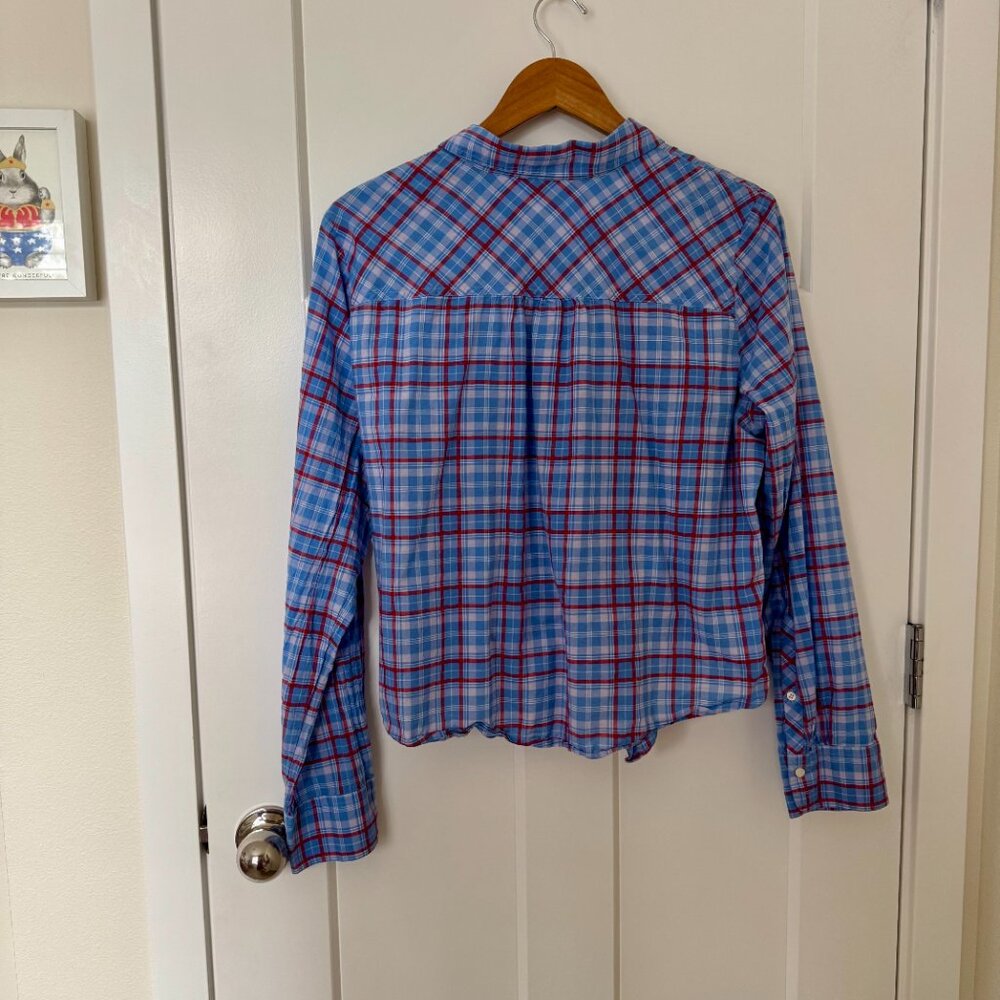 J. Crew plaid tie front button up shirt XL 100% Cotton - Picture 6 of 8